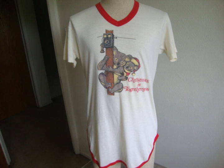 Vintage 80s Christmas Is Togetherness Koalas Night Gown T Shirt Size M