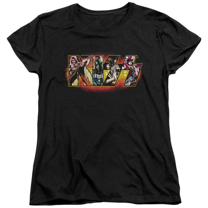 Kiss   Womens Tee   Short Sleeve Womens T shirt   Loose Fit   Stage Logo    Licensed