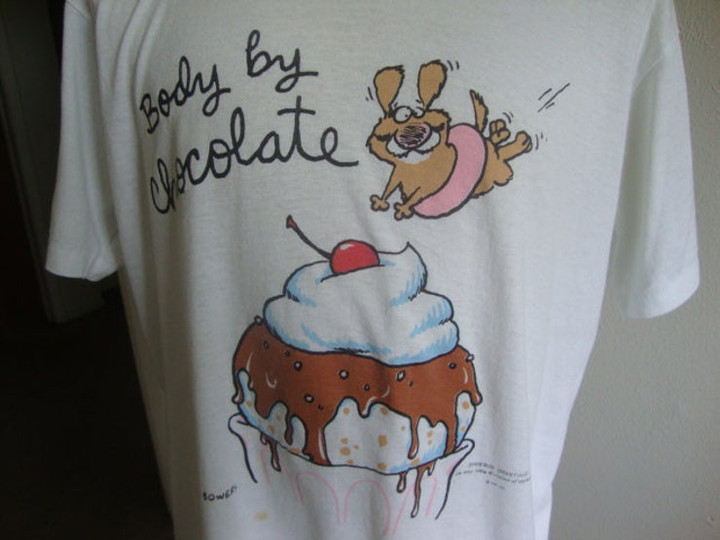 Vintage 80s Shoebox Greetings Body By Chocolate Ice Cream T Shirt Size XL