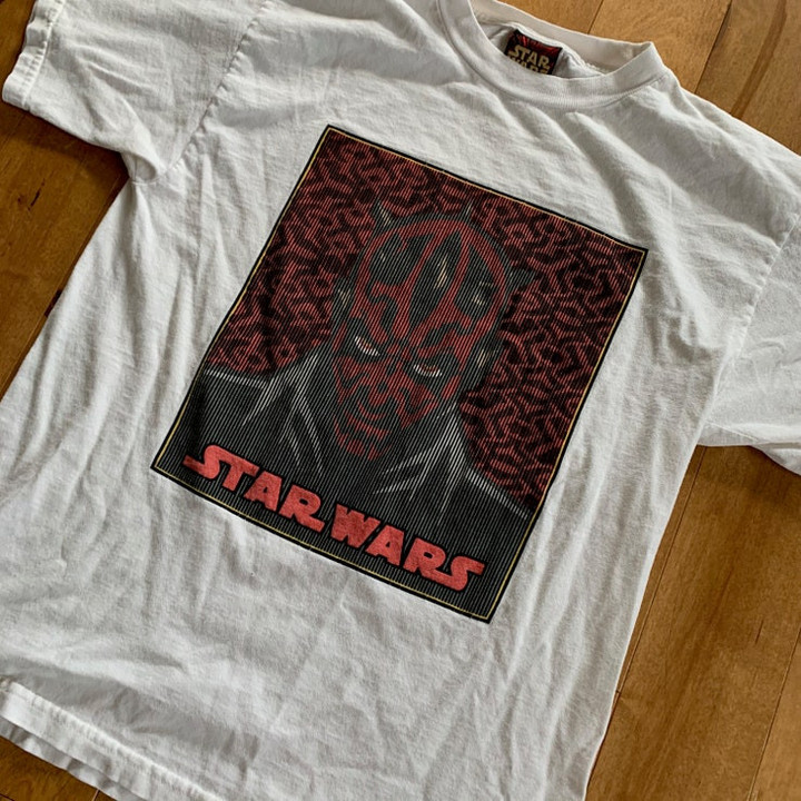 Late 90s Star Wars Episode 1 Phantom of the Menace Darth Maul T shirt Vintage 1990s Lucasfilm George Lucas Tee Sith Lord Sci Fi