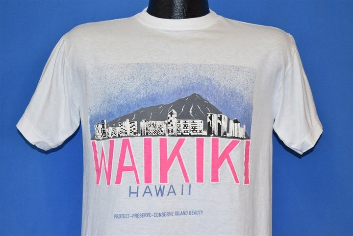 90s Hawaii Waikiki Beach Preserve Protect Islands t shirt Medium