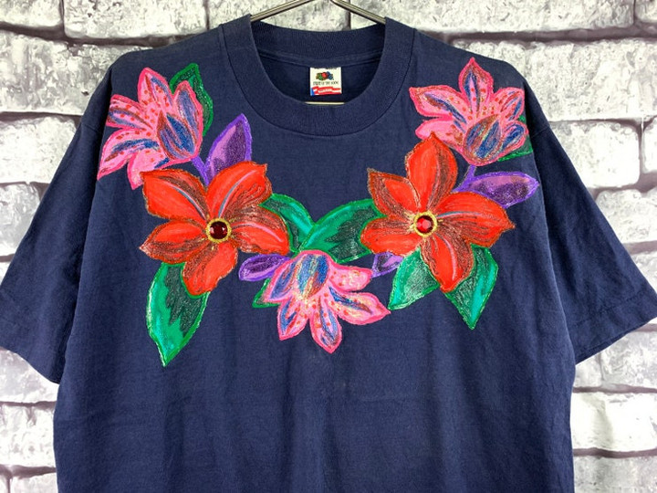 Vintage 90s flower T Shirt size XL Like L XL