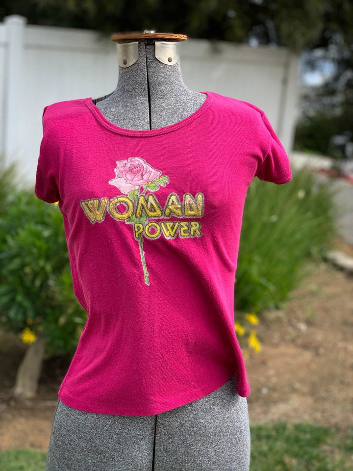 Vintage Iron On Woman Power T shirt Size S