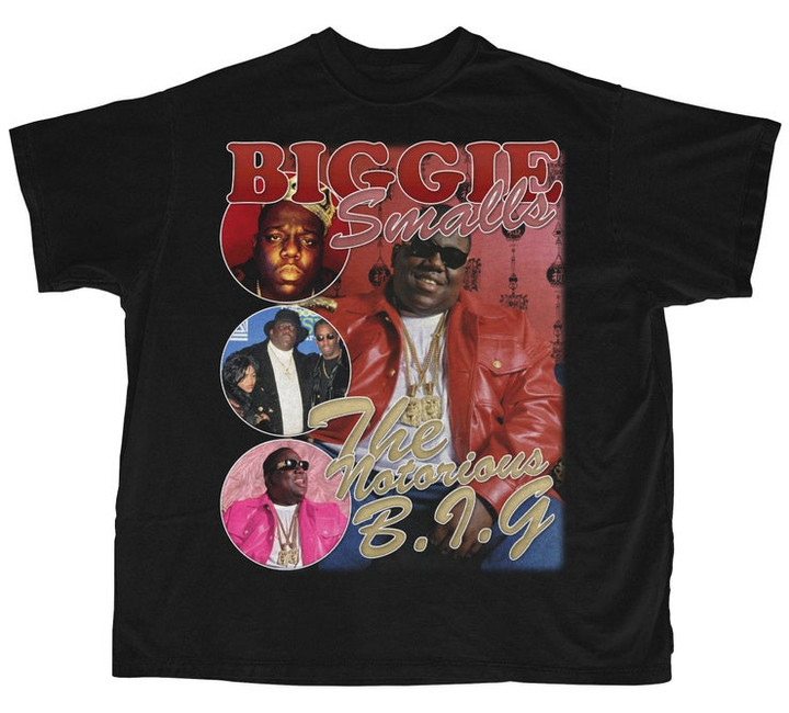 Biggie Smalls Shirt  Bootleg Rap Tee  Short Sleeve Unisex Black Vintage Style T Shirt