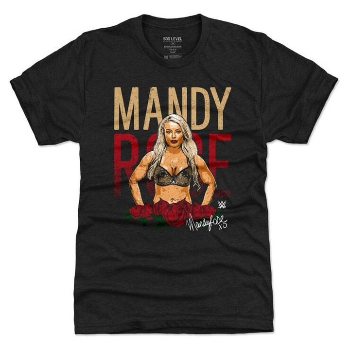 Mandy Rose Mens Premium T Shirt   Women Superstars WWE Mandy Rose Roses WHT