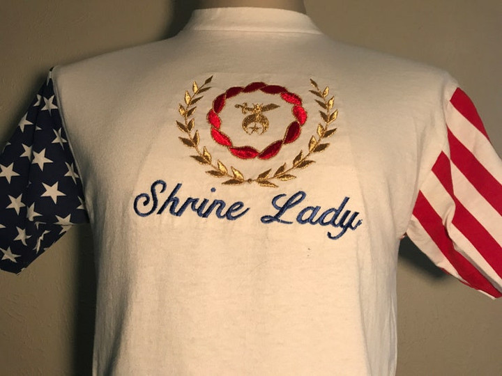 Vintage 90s Shrine Lady American Flag Patriotism T Shirt Size M Medium