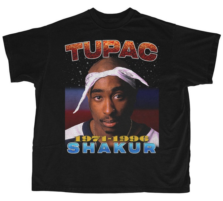 Tupac Shakur Memorial Remake d Shirt  Bootleg Rap Tee  Short Sleeve Unisex Black 2Pac T Shirt