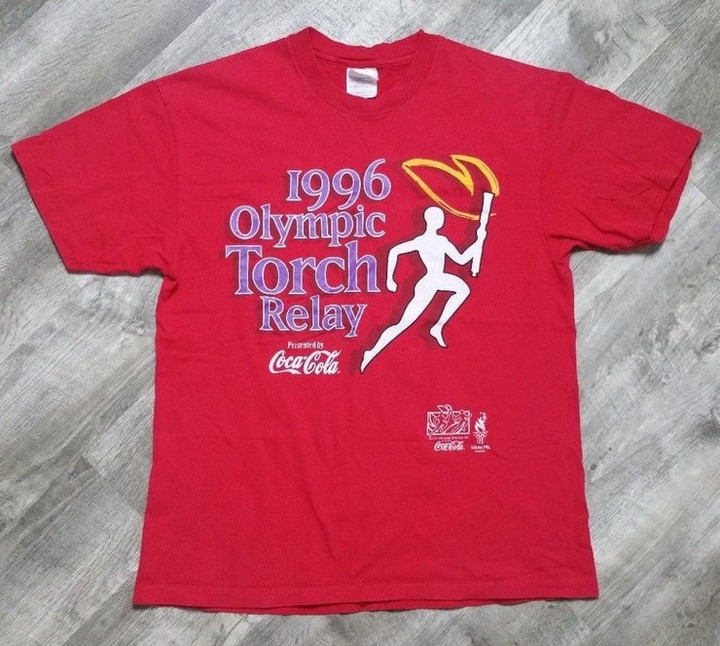 Vintage 1996 Olympic Torch Relay Coca Cola T shirt size Large