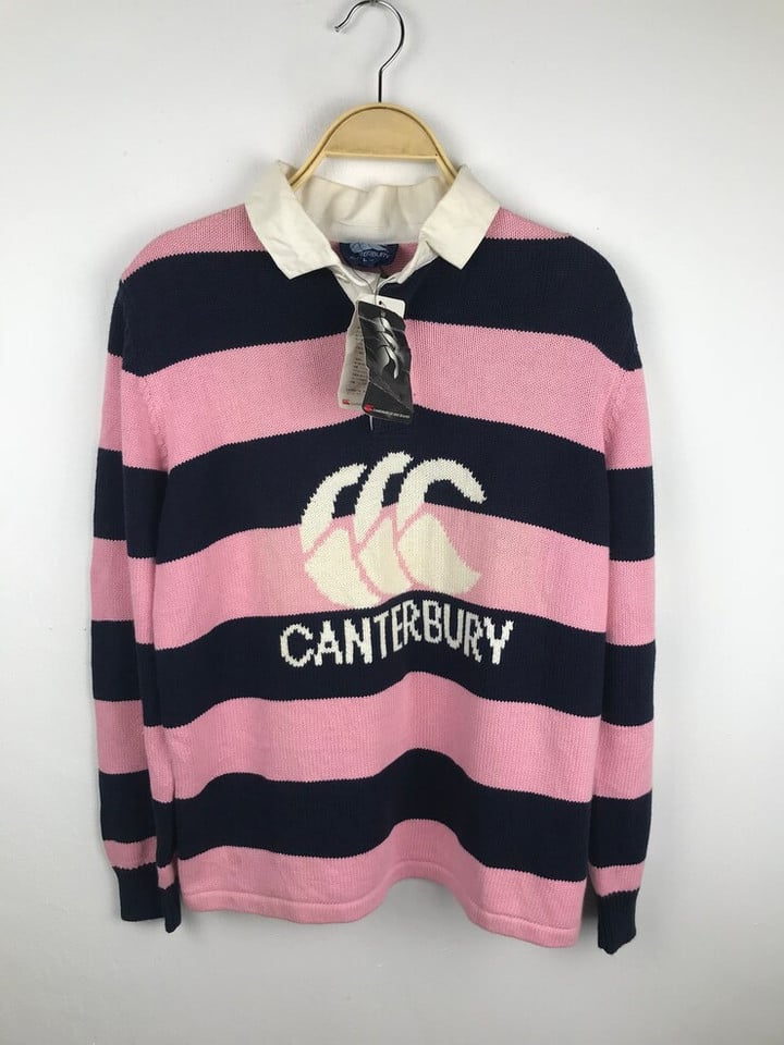 canterbury spellout big logo knitwear POLO longsleeve Large size