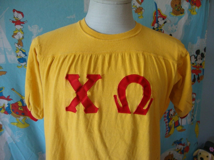 Vintage 80s Chi Omega College Sorority T Shirt Size M medium