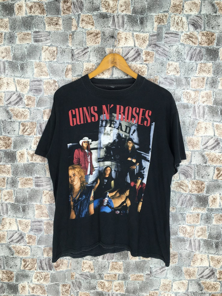 Vintage 90s Gun N Roses Glam Metal Tshirt Medium Gun N Roses Here Today Gone To Hell Rock Tour Music Concert Tshirt Size M