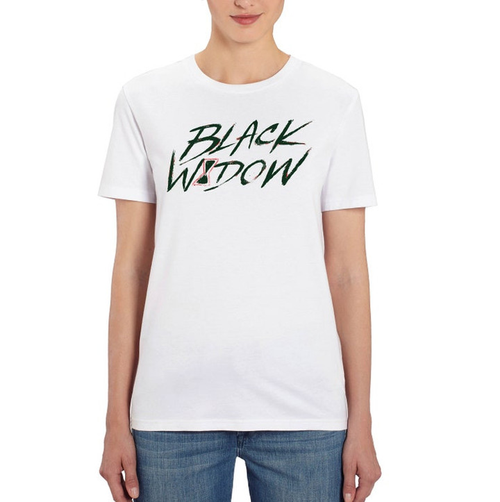 Marvel Studios Black Widow Movie Logo Text Ladies White T Shirt