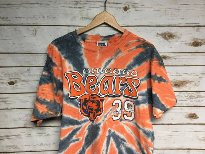 Vintage 90s Chicago Bears Curtis Enis Tie dye tshirt orange and blue tie dye number 39 Curtis Enis t shirt NFL football   Large