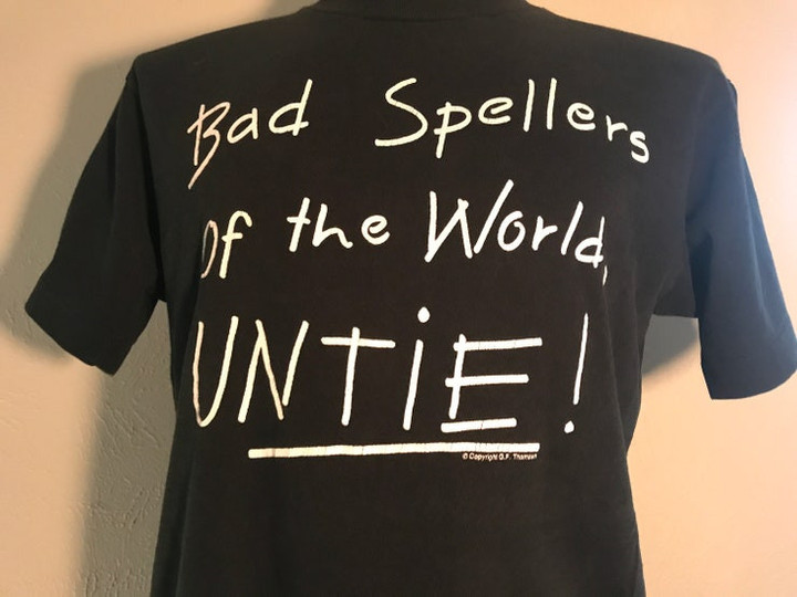 Vintage 90s Bad Spellers of the World Untie Funny Humor T Shirt Size M Medium