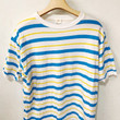 Vintage 90s Striped Shirt Size M  White Yellow Blue