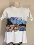 Vtg 1989 Vail Colorado Elk T Shirt White ML 80s Animal Nature Wildlife