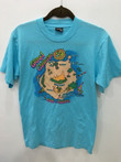 Vintage 90s Gran Canaria Islas Beach Map Blue CartoonClassic Design Shirt Size M B43