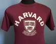 80s Vintage Harvard University Crimson crest Veritas ncaa college T Shirt   MEDIUM