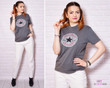 Grey T Shirt Pattern Sayings Tshirts Short Sleeve Top Grunge Tee Rock and Roll Converse Edgy Athletic Running Hiking Tomboy