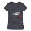 Freddie Freeman Womens V Neck T Shirt   Atlanta Baseball Freddie Freeman Andrew Players Weekend Script R WHT