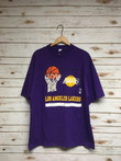 Vintage 80s 90s Los Angeles Lakers basketball t shirt NBA Lakers purple tshirt hip hop hipster tee   Large