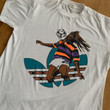 1980s Adidas Trefoil Soccer T shirt Vintage Medium Made in Canada Tee Retro Branded Sportswear Logo Football