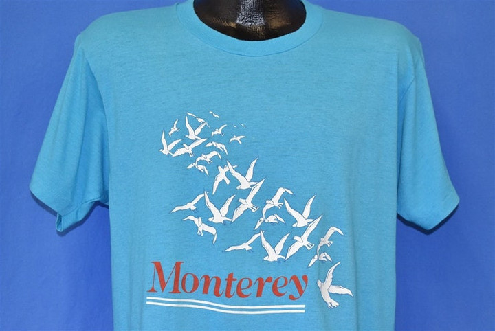 80s Monterey California Seagulls Blue Tourist Surf t shirt Large