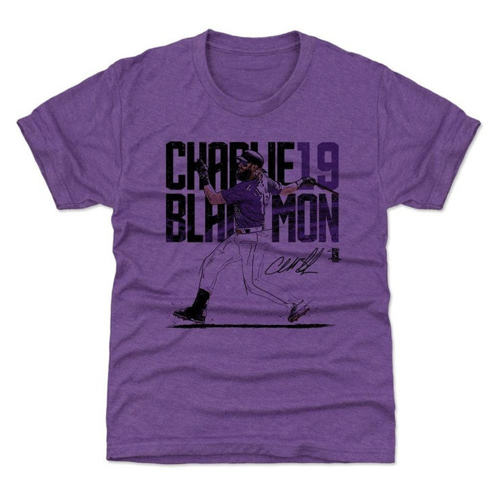 Charlie Blackmon Kids T Shirt   Colorado Baseball Charlie Blackmon Swing P
