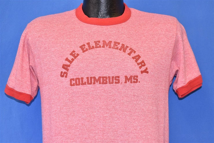 80s Sale Elementary Columbus MS Rayon Tri Blend Ringer t shirt Medium