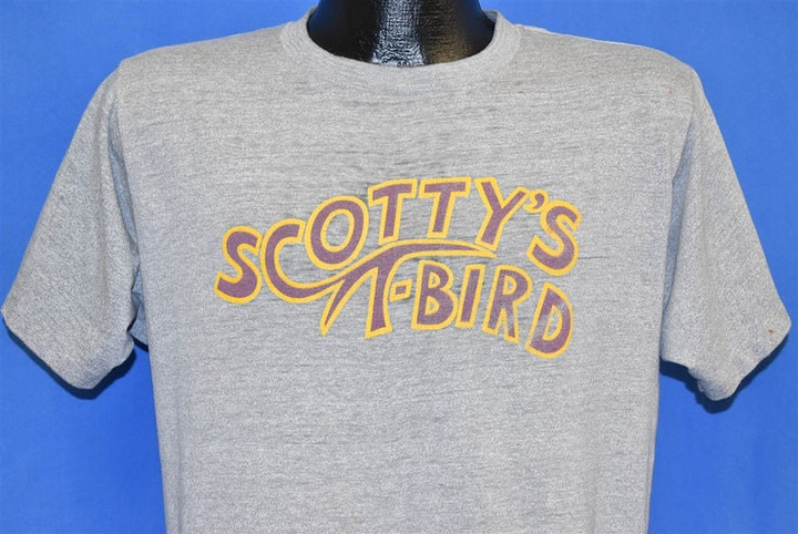 70s Scottys T Bird Heather Gray Soft Thin t shirt Large