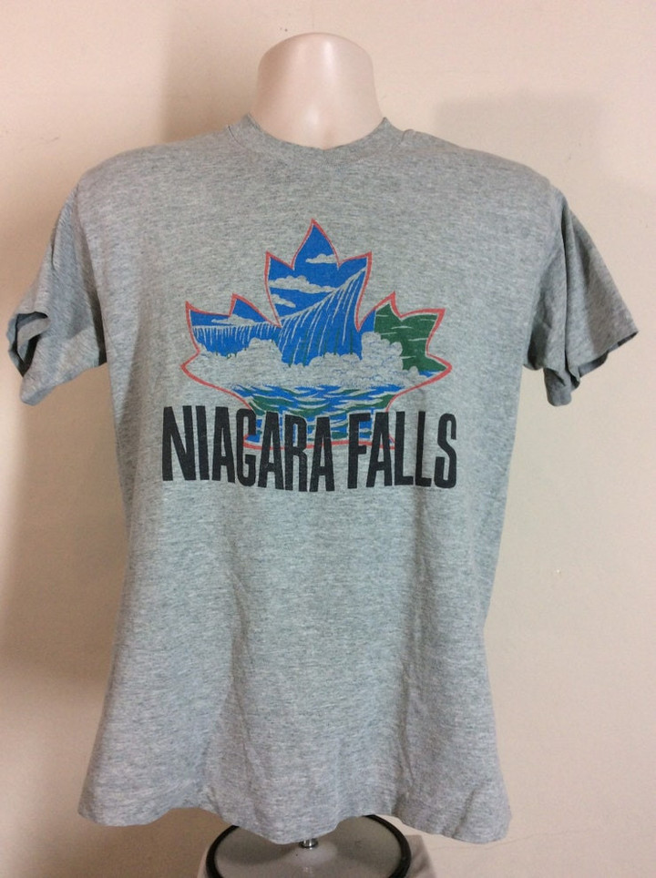 Vtg 80s Niagara Falls Canada T Shirt Heather Gray M Tourism Souvenir Single Stitch
