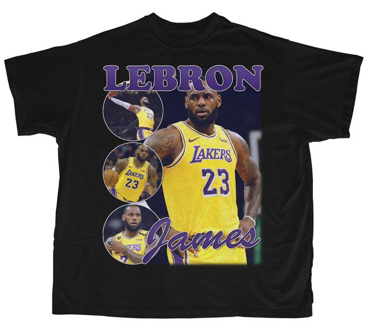 Lebron James Shirt  Bootleg Rap Tee  Short Sleeve Unisex Black Vintage Style T Shirt