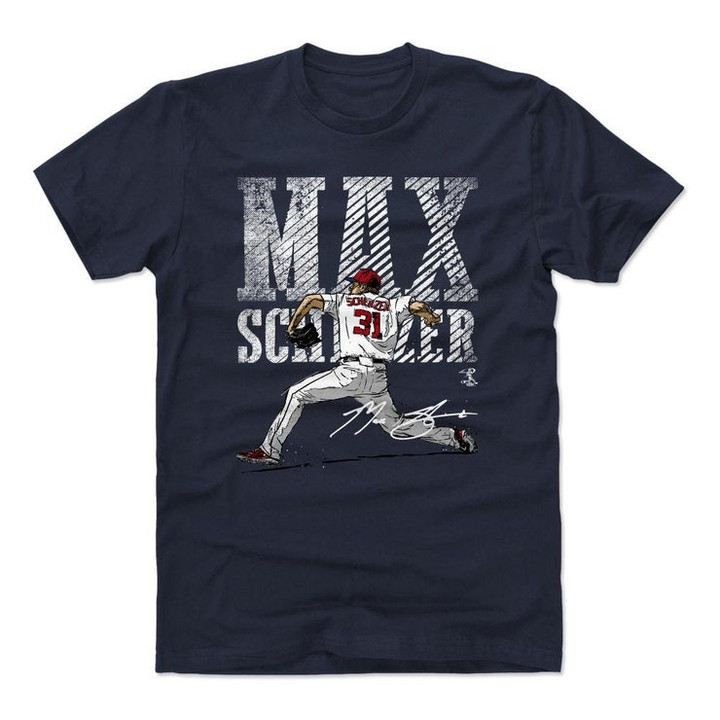 Max Scherzer Mens Cotton T Shirt   Washington Baseball Max Scherzer Bold W WHT