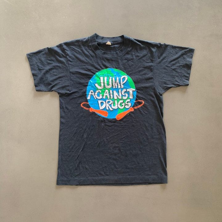 Vintage 1980s Jump Against Drugs T shirt size Small