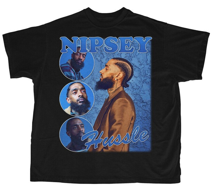Nipsey Hussle Shirt  Bootleg Rap Tee  Short Sleeve Unisex Black Vintage Style T Shirt