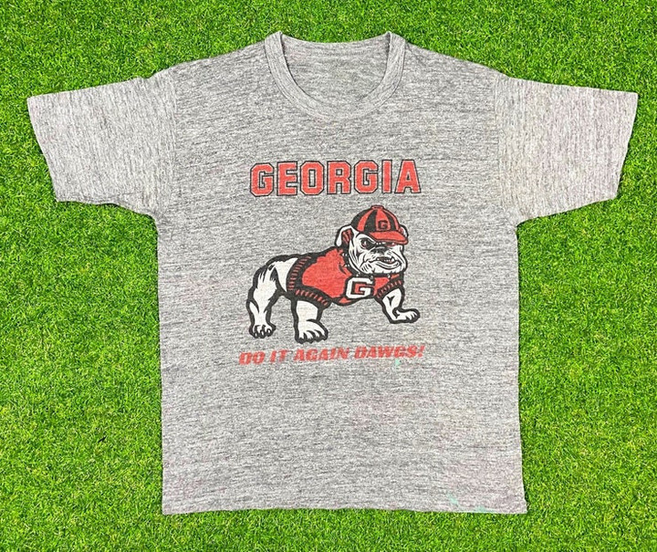 Vintage University of Georgia Bulldogs Do It Again Dawgs NCAA Football T Shirt Tee 1980s 80s Athens Atlanta Small Classic Triblend
