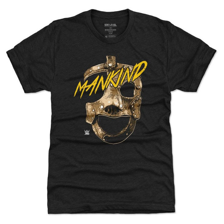 Mankind Mens Premium T Shirt   Legends WWE Mankind Mask WHT