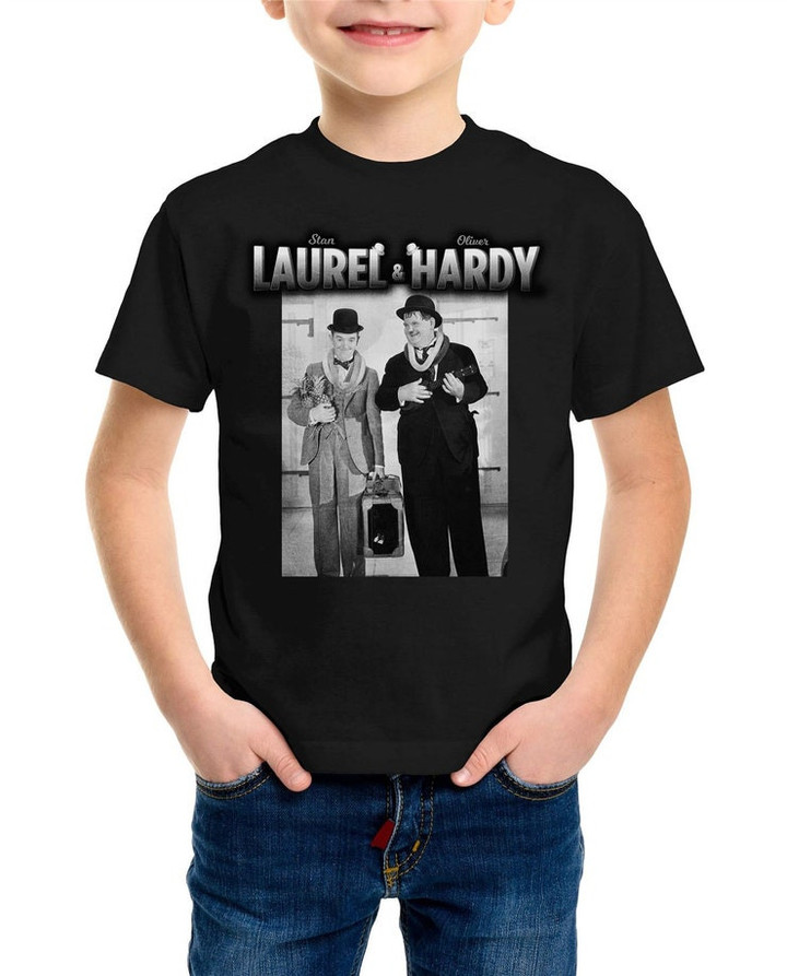 Stan Laurel  Oliver Hardy Classic Pineapple And Ukulele Childrens T Shirt