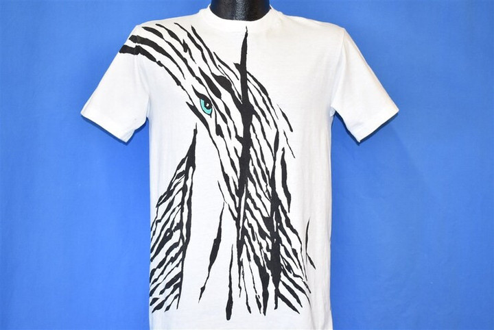 90s Zebra Abstract Black White Double Sided t shirt Medium Vintage Tee