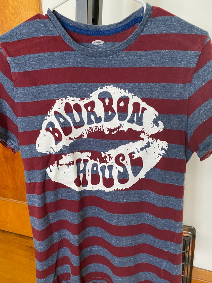 Womens small striped navy blue and maroon tee