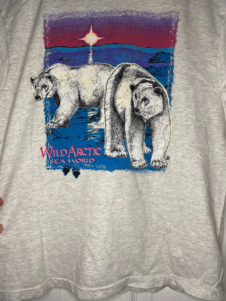 Vintage 90s Wild arctic Sea World Polar bears t shirt