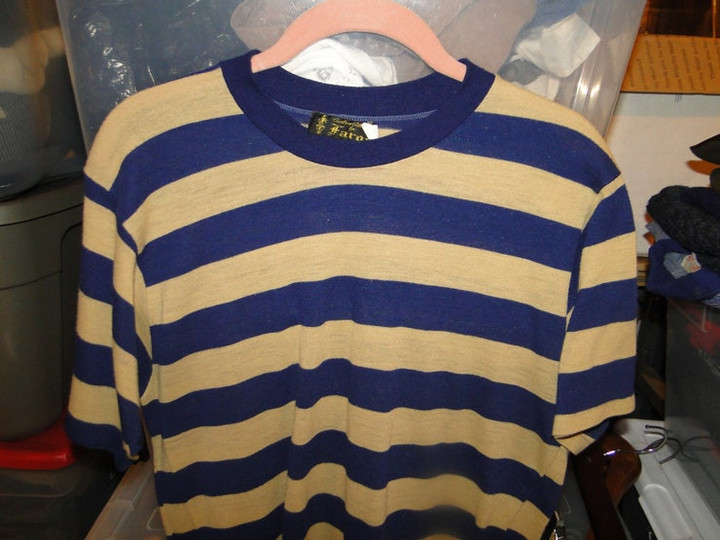 Vintage  1960s Bold Striped T shirt Rockabilly Size XL