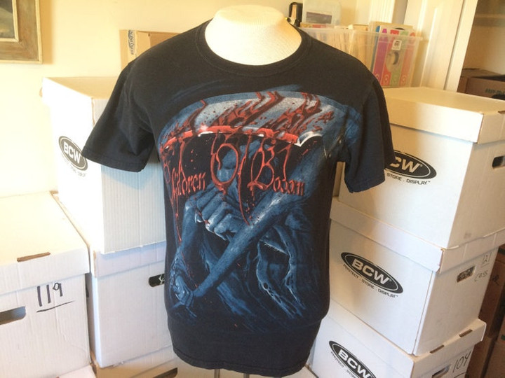 Children of Bodom T Shirt   vintage heavy metal band shirt   grim reaper scythe print   black cotton   size M   very good used condition