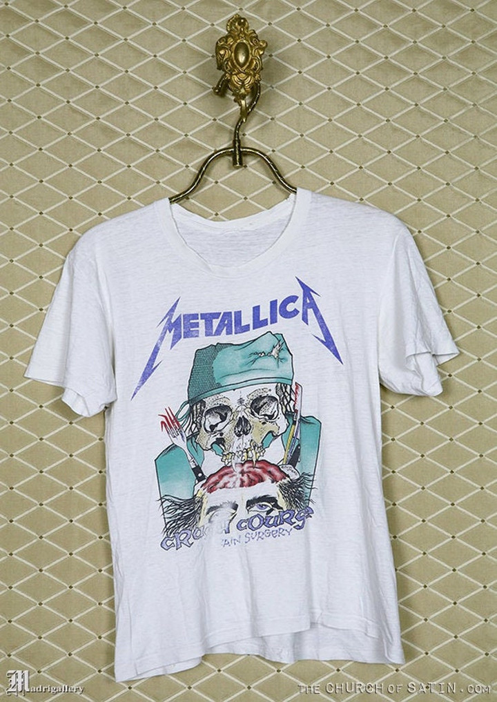 Metallica tour t shirt vintage rare faded white tee shirt Crash Course Brain Surgery Iron Maiden Slayer Megadeth Anthrax Exodus 1980s 80s