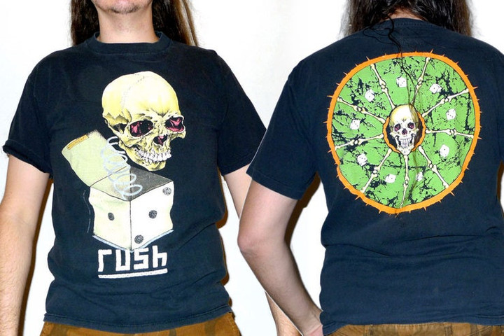 Very Rare Pushead Designed Jack in the Box RUSH Roll The Bones Tour T shirt Size L Vintage 1990s