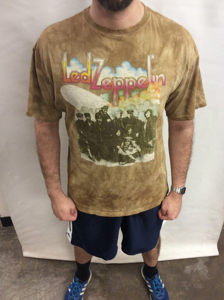 Vintage 1969 90s Led Zeppelin Rock Band Concert Tour Tie Dye Liquid Blue T shirt Size XL