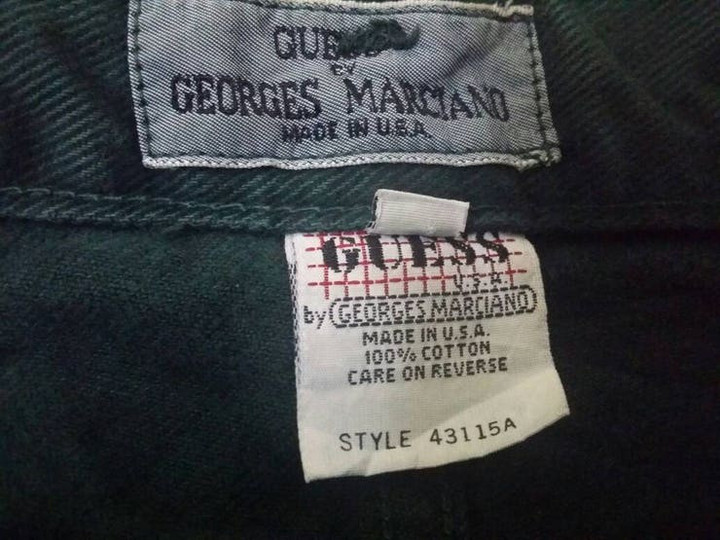 Vintage 80s 90s Guess by Georges Marciano Made in USA Dark Green Rare Colour Fly Button Jeans Hip Hop Rap Pop