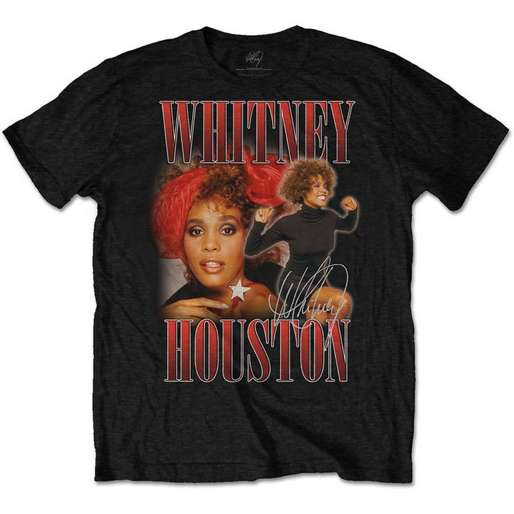 Black Whitney Houston 90s Homage Official Tee T Shirt Mens Unisex