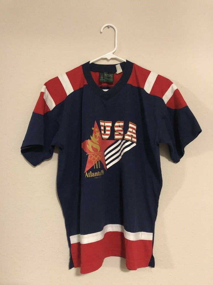 1996 USA Atlanta Olympics Shirt Very Rare Cut  Sewn T Shirt