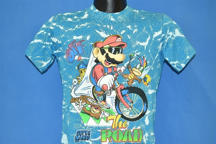 90s Super Marios Brothers 3 Off the Road Bike t shirt Youth Extra Large Vintage Tee